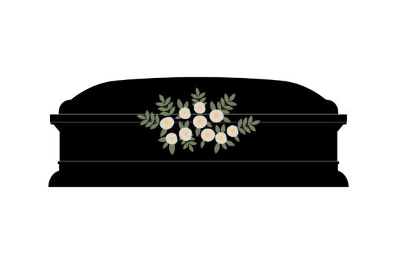 Black Coffin with White Flowers: Graphics & Illustrations
