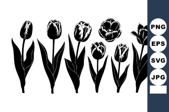 Black Silhouette Tulip Graphics & Illustrations Review