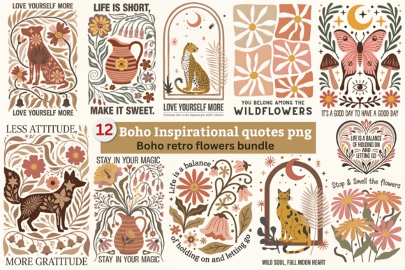Boho Retro Flowers: Graphics & Illustrations Review