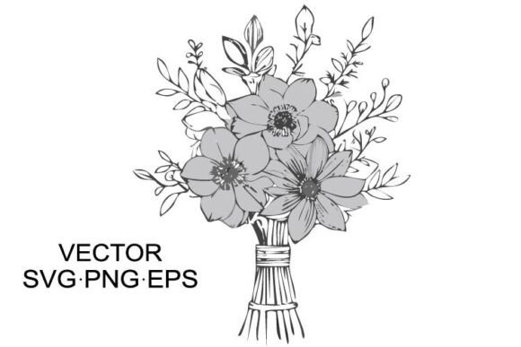 Bouquet Flowers SVG: Hand-Drawn Graphics & Illustrations