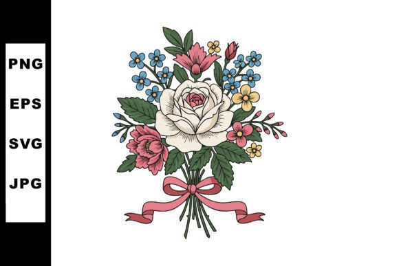 Bouquet of Colorful Flowers: Graphics & Illustrations