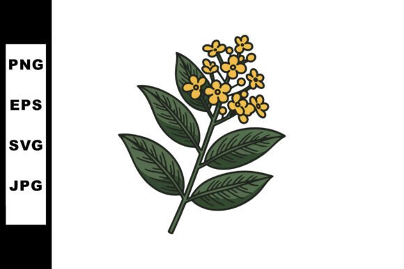 Branch with Yellow Flowers: Fresh Graphics & Illustrations