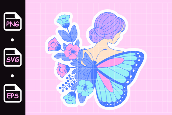 Butterfly Girl Graphics: Pastel Illustrations for Blogs