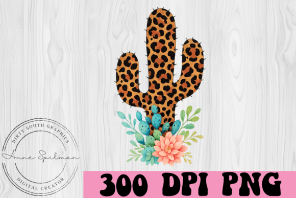 Cheetah Cactus with Flowers: Bold Graphics & Illustrations