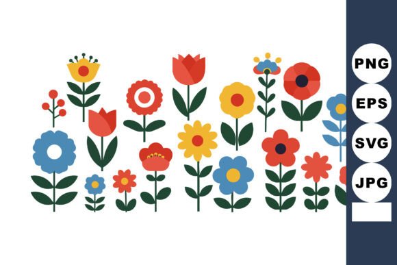 Colorful Flowers Vector: Graphics & Illustrations