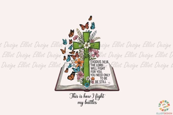 Cross Flowers Butterflies Png: Graphics & Illustrations