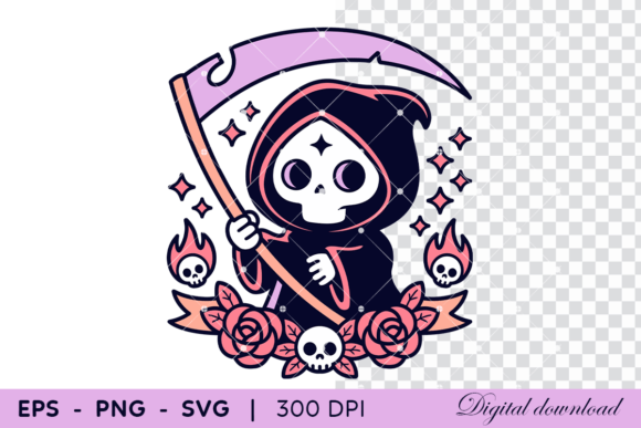 Cute Grim Reaper Graphics: Bold Illustrations for Brands