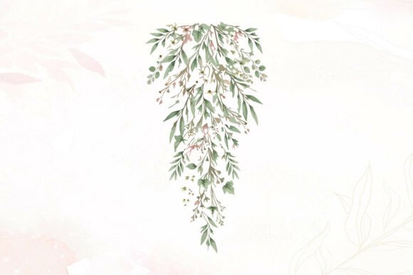 Elegant Cascading Greenery Graphics & Illustrations