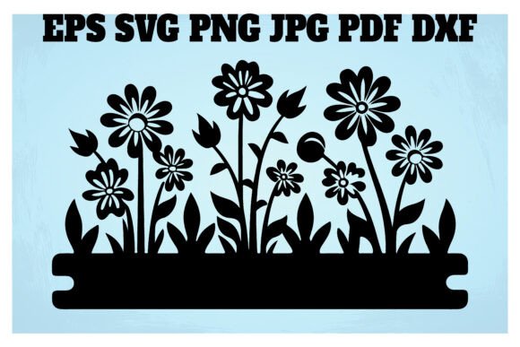 Fence with Flowers Silhouette: Graphics & Illustrations