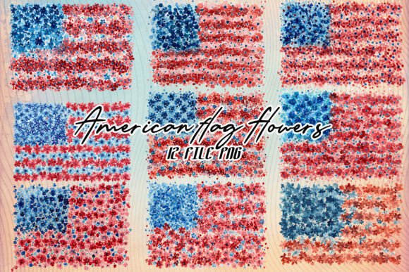 Floral Flag Graphics & Illustrations for July 4th