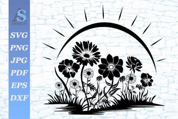 Flowers and Sun SVG: Graphics & Illustrations