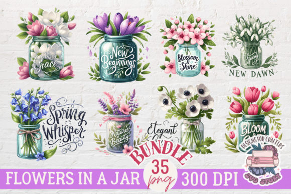 Flowers in a Jar Clipart: Premium Graphics & Illustrations