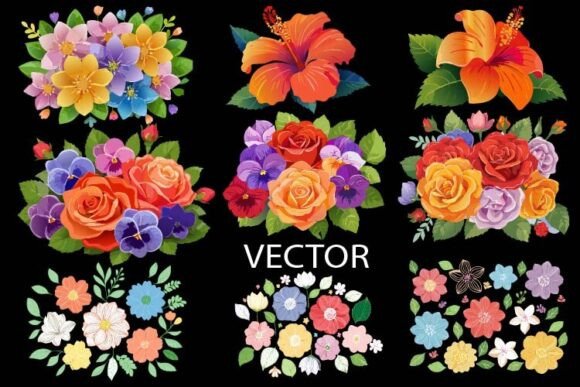 Flowers.Vector Hand Draw SVG Sketch: Graphics & Illustrations