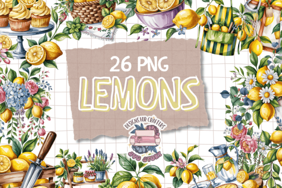 Lemon and Flowers Bundle: Fresh Graphics & Illustrations