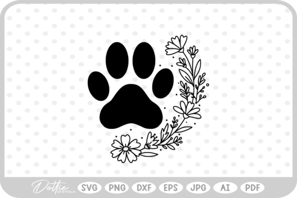 Paw Print with Flowers: Fresh Graphics & Illustrations