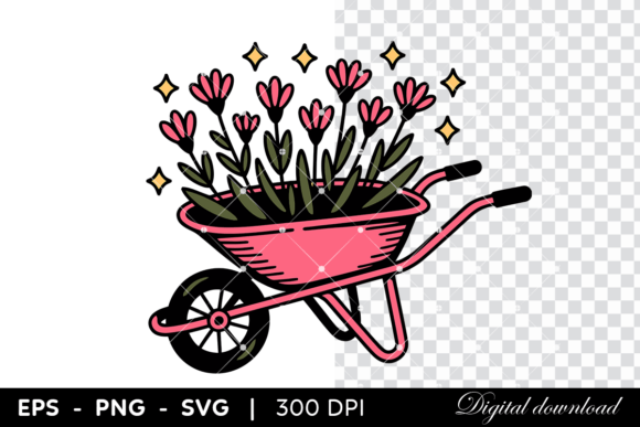 Pink Wheelbarrow W Blooming Flowers: A Designer's Review