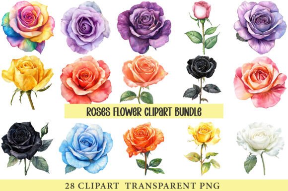 Roses Flower Clipart Bundle: Graphics & Illustrations
