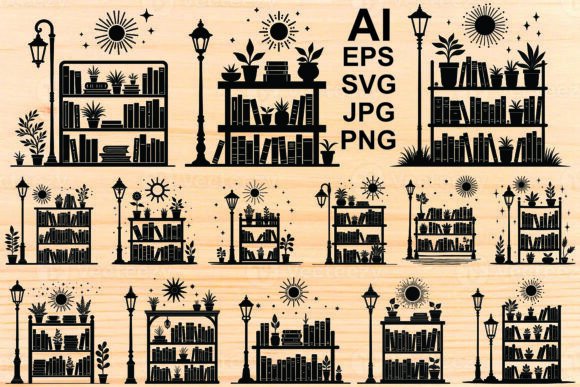 Silhouette Bookcase Graphics & Illustrations Review