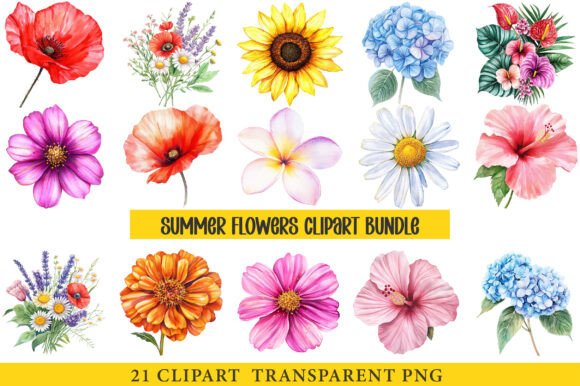 Summer Flowers Clipart Bundle: Graphics & Illustrations