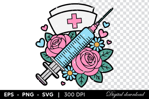 Syringe with Flowers: Fresh Graphics & Illustrations