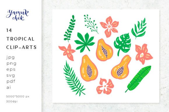 Tropical Leaves, Flowers Bundle, Papaya Review